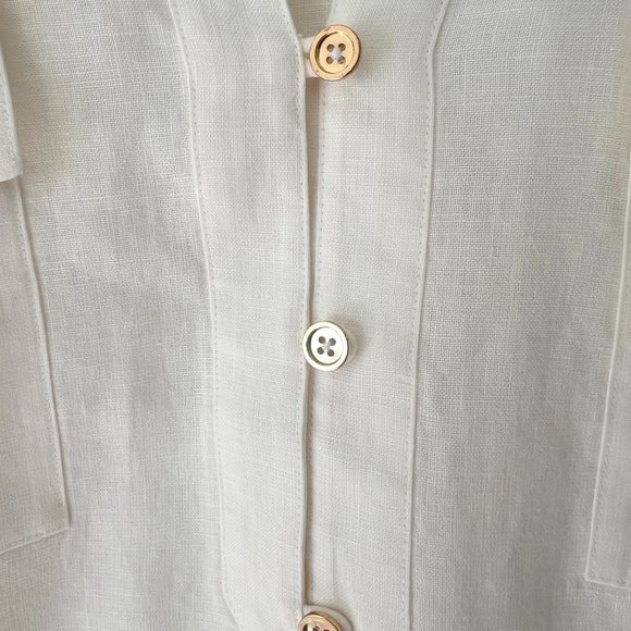 Jones Of New York Designer Women's Shirt-Style Double Pocket Linen Pullover! - Picture 5 of 12